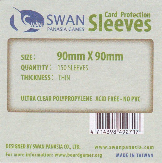 Swan card protection sleeves 90mm x 90mm, 130 pcs thin