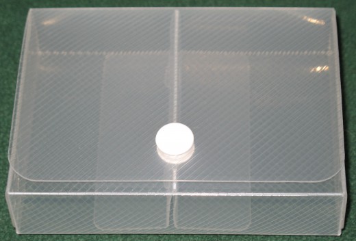 multifunctional card box for small or square cards, dice, etc., clear plastic