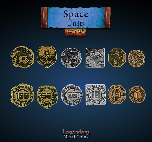 Legendary Metall Münzen Set Space Units