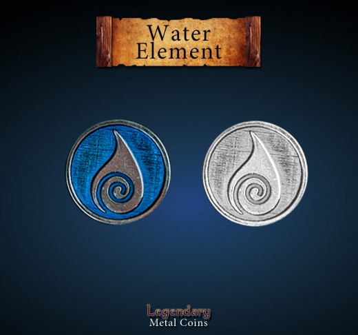 Legendary Metall Münzen Water Element Set