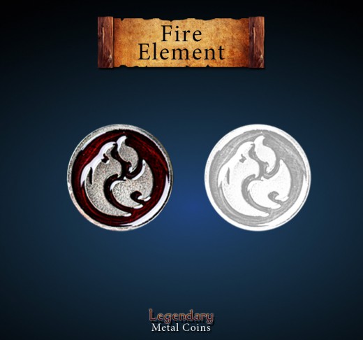 Legendary Metall Münzen Fire Element Set