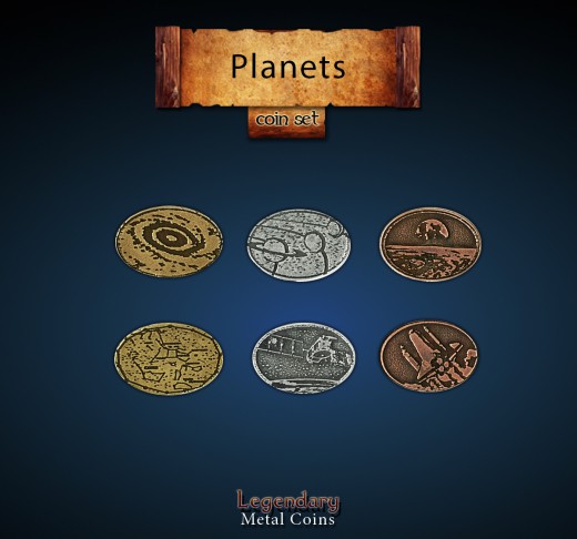Legendary Metall Münzen Set Planets