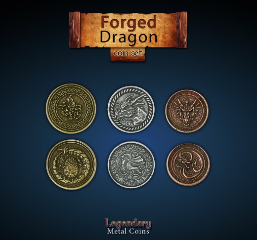 Legendary Metall Münzen Set Dragon, Forged