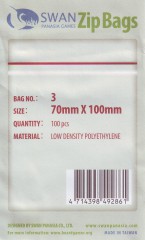 Zip lock bag 70x100 mm, 100 pieces